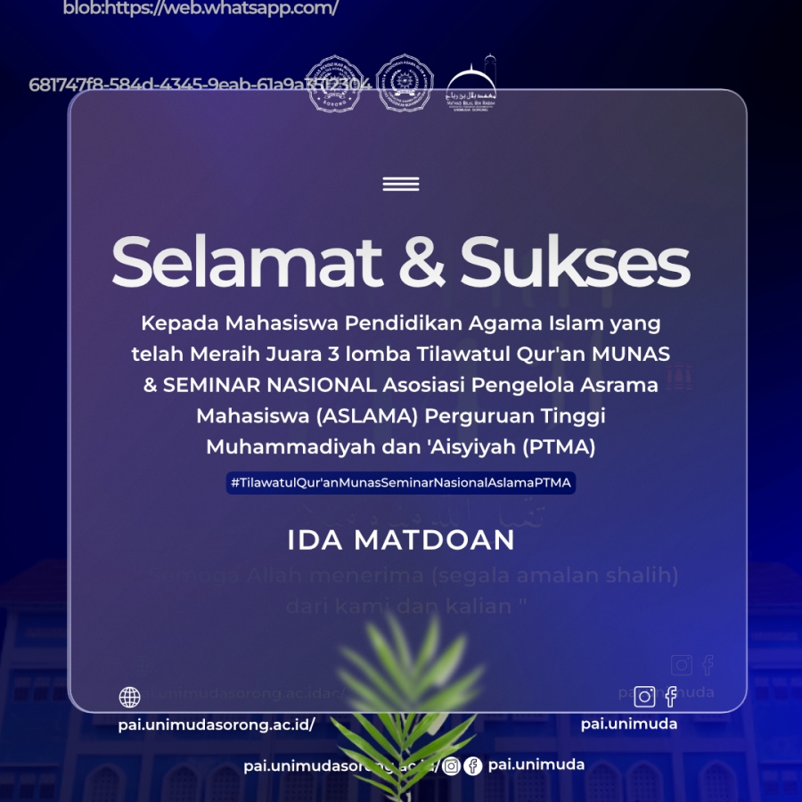 Selamat & Sukses Kepada Mahasiswa PAI atas Juara 3 Tilawatul Qur'an